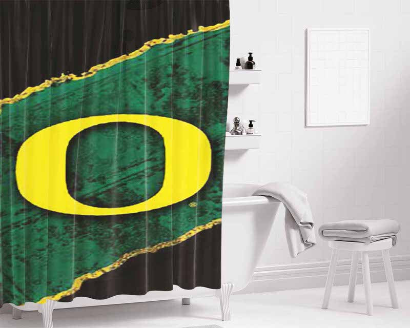 Oregon Ducks Green Strip Bathroom Shower Curtain Fabric Waterproof | 66 X 72 Inch