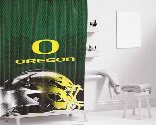 Oregon Ducks Helmet Bathroom Shower Curtain Fabric Waterproof | 66 X 72 Inch