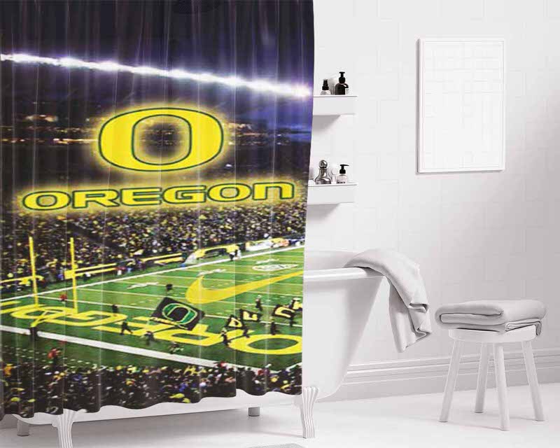 Oregon Ducks Stadium Logo Bathroom Shower Curtain Fabric Waterproof | 66 X 72 Inch