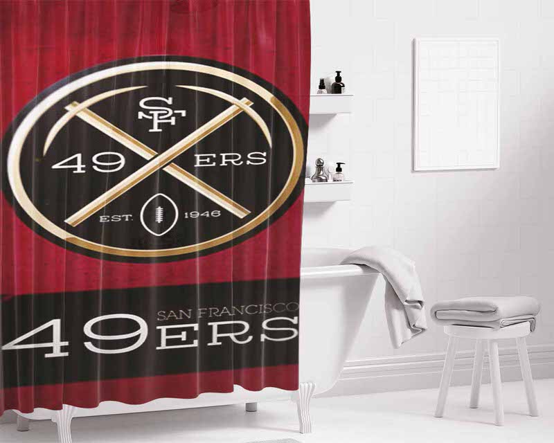 San Francisco 49Ers Bathroom Shower Curtain Fabric Waterproof | 66 X 72 Inch