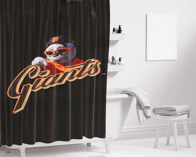 San Francisco Giants Baseball Art Bathroom Shower Curtain Fabric Waterproof | 66 X 72 Inch
