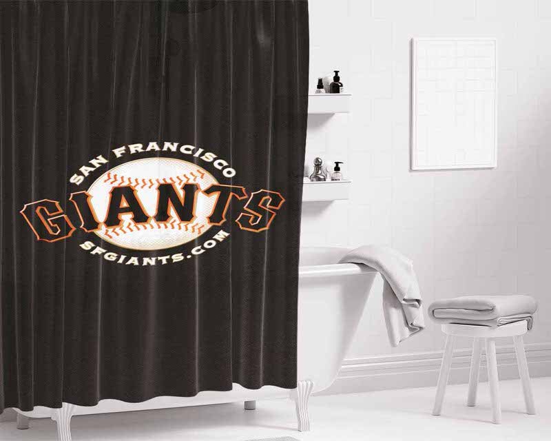 San Francisco Giants Black Bathroom Shower Curtain Fabric Waterproof | 66 X 72 Inch