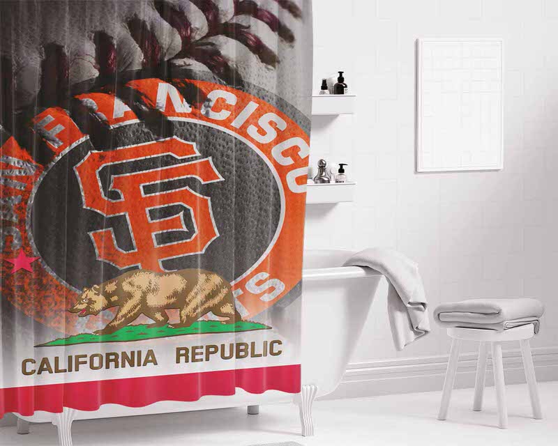 San Francisco Giants Logo California Republic Bathroom Shower Curtain Fabric Waterproof | 66 X 72 Inch