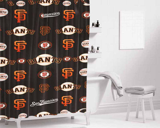 San Francisco Giants Mlb Symbols Bathroom Shower Curtain Fabric Waterproof | 66 X 72 Inch