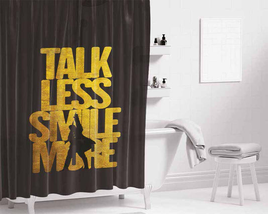 Talk Less Smile More Hamilton Gold Bathroom Shower Curtain Fabric Waterproof | 66 X 72 Inch