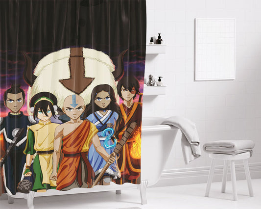 Aang The Last Airbender And Friends Bathroom Shower Curtain Fabric Waterproof | 66 X 72 Inch