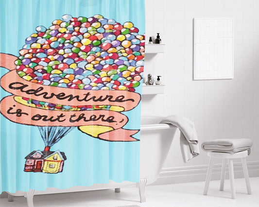 Adventure Is Out There Up Movie Balloons Bathroom Shower Curtain Fabric Waterproof | 66 X 72 Inch