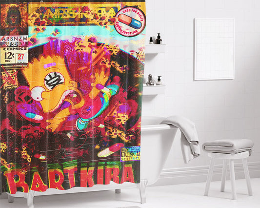 Akira Bart Simpsons Bathroom Shower Curtain Fabric Waterproof | 66 X 72 Inch