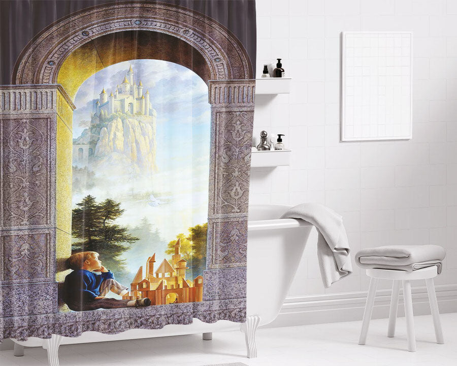 Castle In The Sky Bathroom Shower Curtain Fabric Waterproof | 66 X 72 Inch