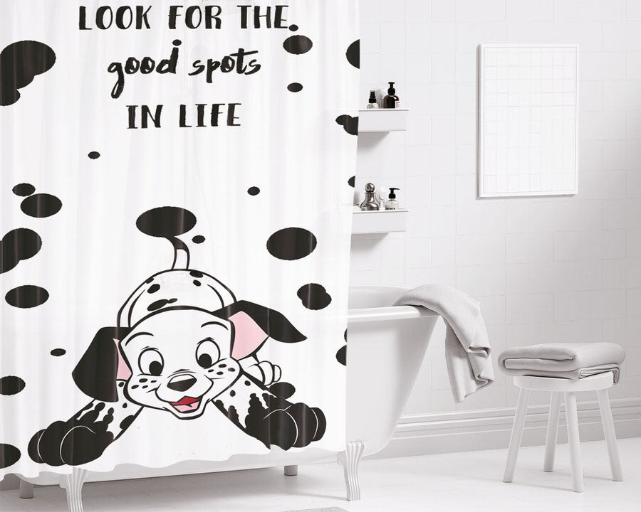 Dalmatians Look For The Good Bathroom Shower Curtain Fabric Waterproof | 66 X 72 Inch