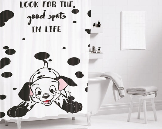 Dalmatians Look For The Good Bathroom Shower Curtain Fabric Waterproof | 66 X 72 Inch