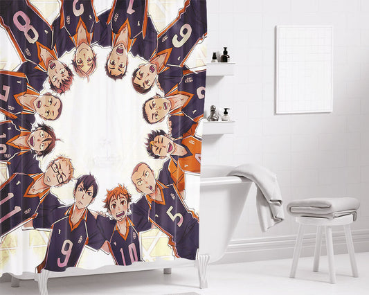 Haikyuu The Phenomenal Crows Of Karasuno Bathroom Shower Curtain Fabric Waterproof | 66 X 72 Inch