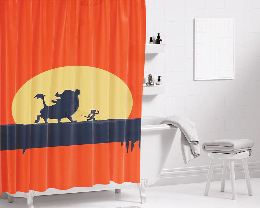 Hakuna Matata The Lion King Orange Bathroom Shower Curtain Fabric Waterproof | 66 X 72 Inch