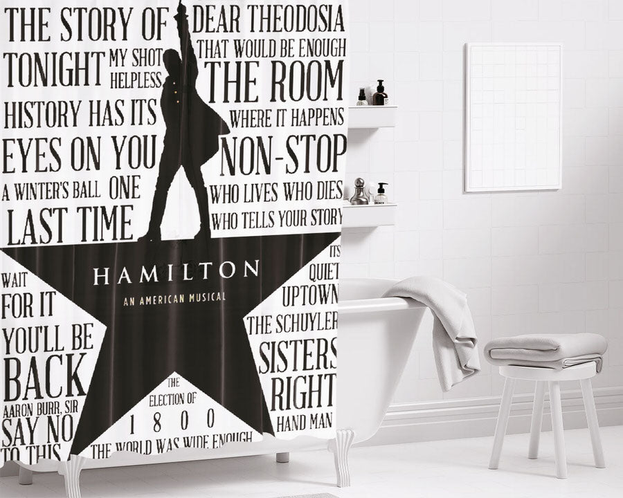 Hamilton An American Music Bathroom Shower Curtain Fabric Waterproof | 66 X 72 Inch