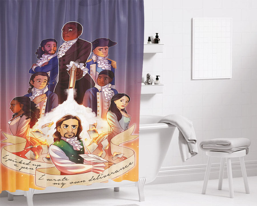 Hamilton And The Hubris Box Classic Musical Bathroom Shower Curtain Fabric Waterproof | 66 X 72 Inch