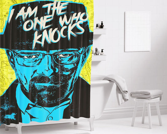 Heisenberg I Am The One Who Knocks Bathroom Shower Curtain Fabric Waterproof | 66 X 72 Inch