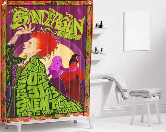 Hocus Pocus The Sanderson Sisters Bathroom Shower Curtain Fabric Waterproof | 66 X 72 Inch