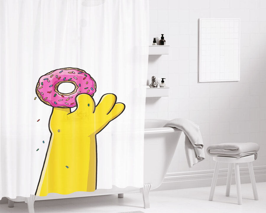 Homer Simpson Donuts Bathroom Shower Curtain Fabric Waterproof | 66 X 72 Inch