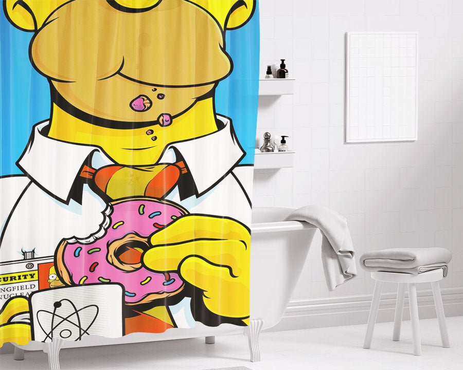 Homer Simpson Pop Art Bathroom Shower Curtain Fabric Waterproof | 66 X 72 Inch