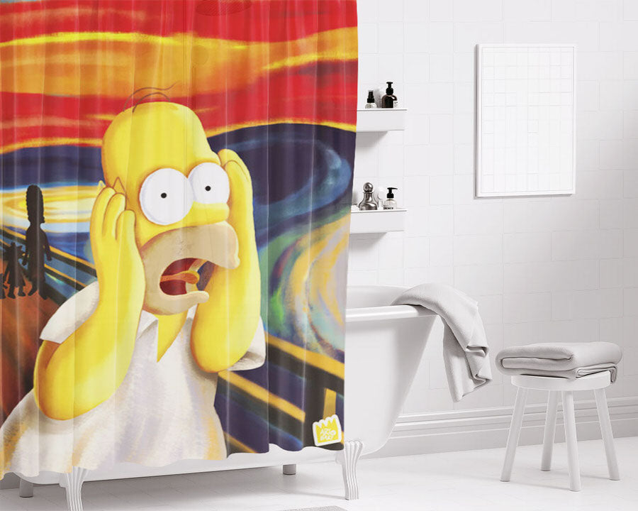 Homer Simpson Scary Paint Bathroom Shower Curtain Fabric Waterproof | 66 X 72 Inch