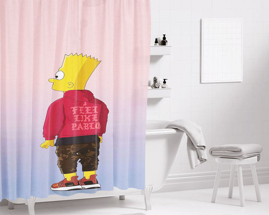 I Feel Like Pablo Bart Simpson Bathroom Shower Curtain Fabric Waterproof | 66 X 72 Inch