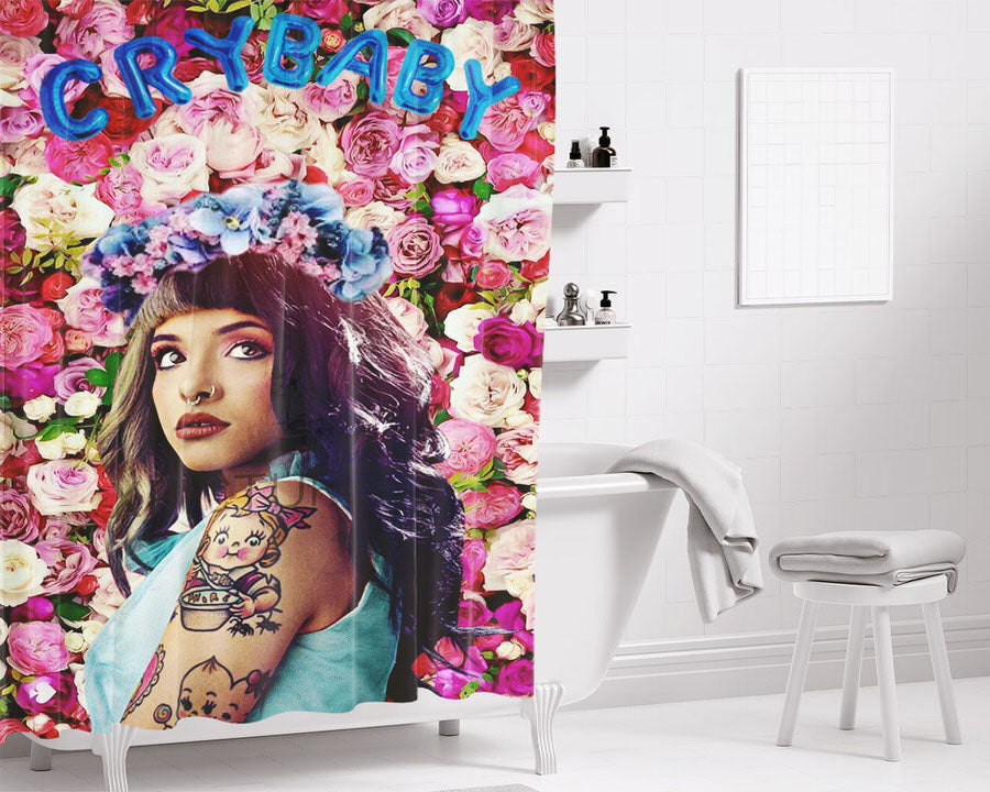 Melanie Marinez Fl Bathroom Shower Curtain Fabric Waterproof | 66 X 72 Inch