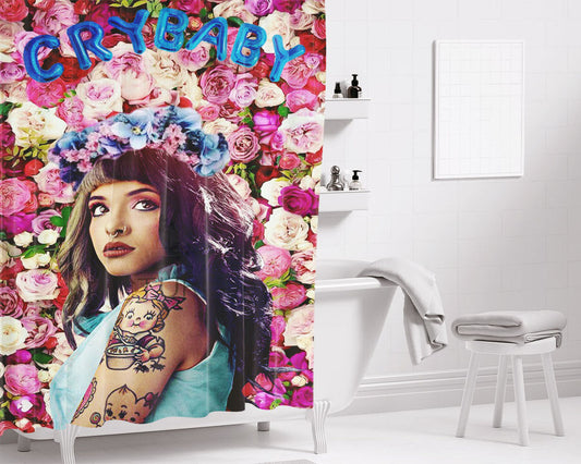 Melanie Marinez Fl Bathroom Shower Curtain Fabric Waterproof | 66 X 72 Inch