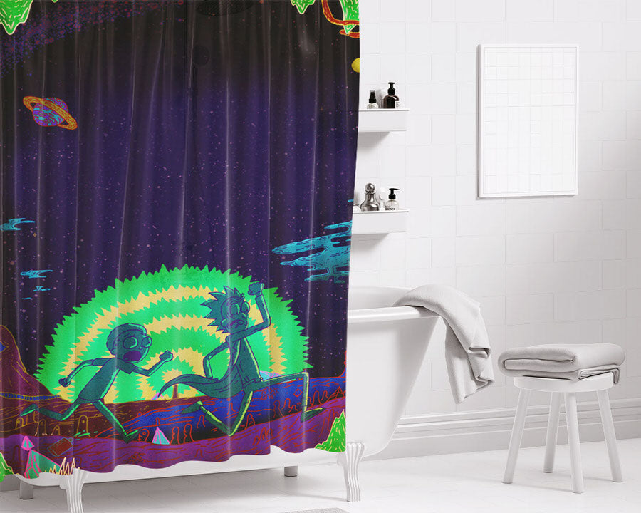 Night Running Rick N Bathroom Shower Curtain Fabric Waterproof | 66 X 72 Inch