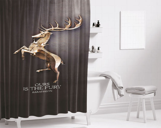 Ours Is The Fury Baratheon Game Of Thr Bathroom Shower Curtain Fabric Waterproof | 66 X 72 Inch