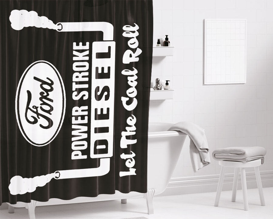 Power Stroke Let The Coal Bathroom Shower Curtain Fabric Waterproof | 66 X 72 Inch