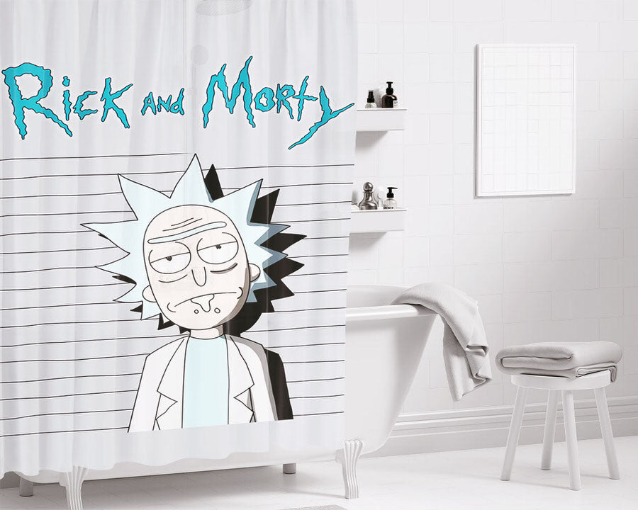 Rick In Jail Bathroom Shower Curtain Fabric Waterproof | 66 X 72 Inch