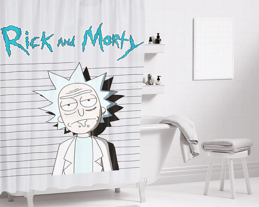 Rick In Jail Bathroom Shower Curtain Fabric Waterproof | 66 X 72 Inch