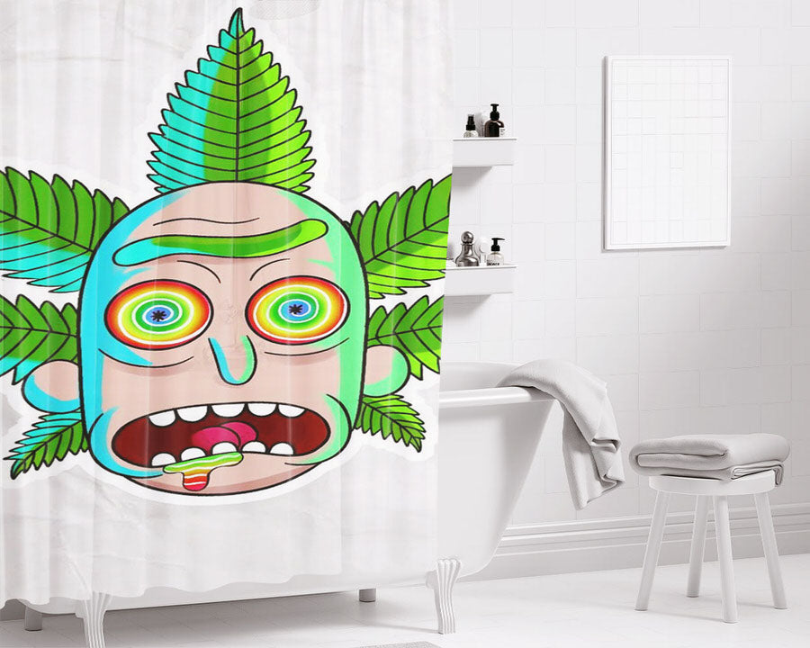 Ricky Cannabis Head Bathroom Shower Curtain Fabric Waterproof | 66 X 72 Inch