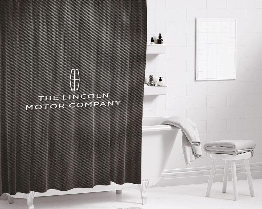 The Lincoln Carbon Fiber Logo Bathroom Shower Curtain Fabric Waterproof | 66 X 72 Inch
