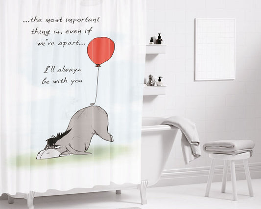 The Most Important Thing Eeyore Red Balloon Bathroom Shower Curtain Fabric Waterproof | 66 X 72 Inch