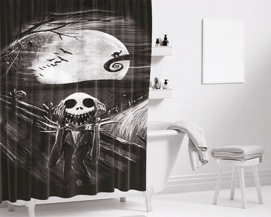 The Scream Nightmare Before Chris Bathroom Shower Curtain Fabric Waterproof | 66 X 72 Inch