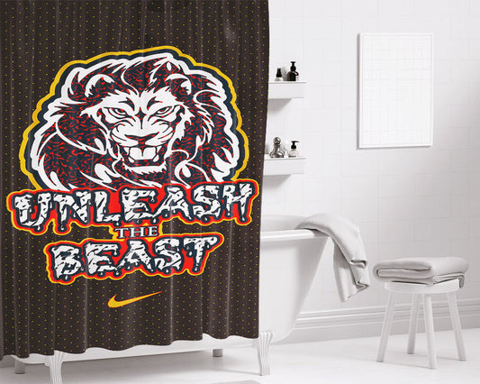 Unleash The Beast Lion Bathroom Shower Curtain Fabric Waterproof | 66 X 72 Inch