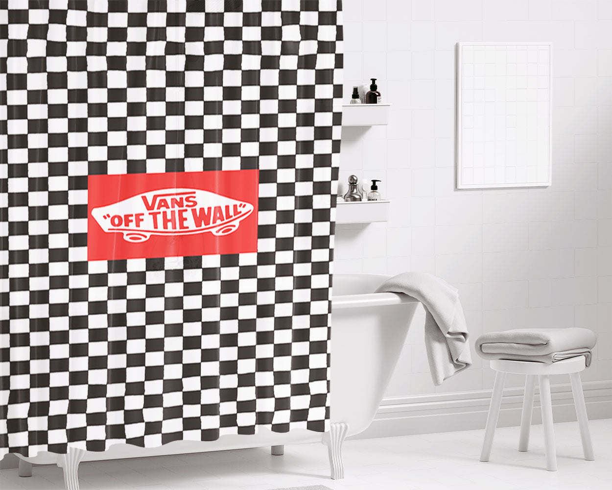 Awesome Vans Wallpaper Bathroom Shower Curtain Fabric Waterproof | 66 X 72 Inch
