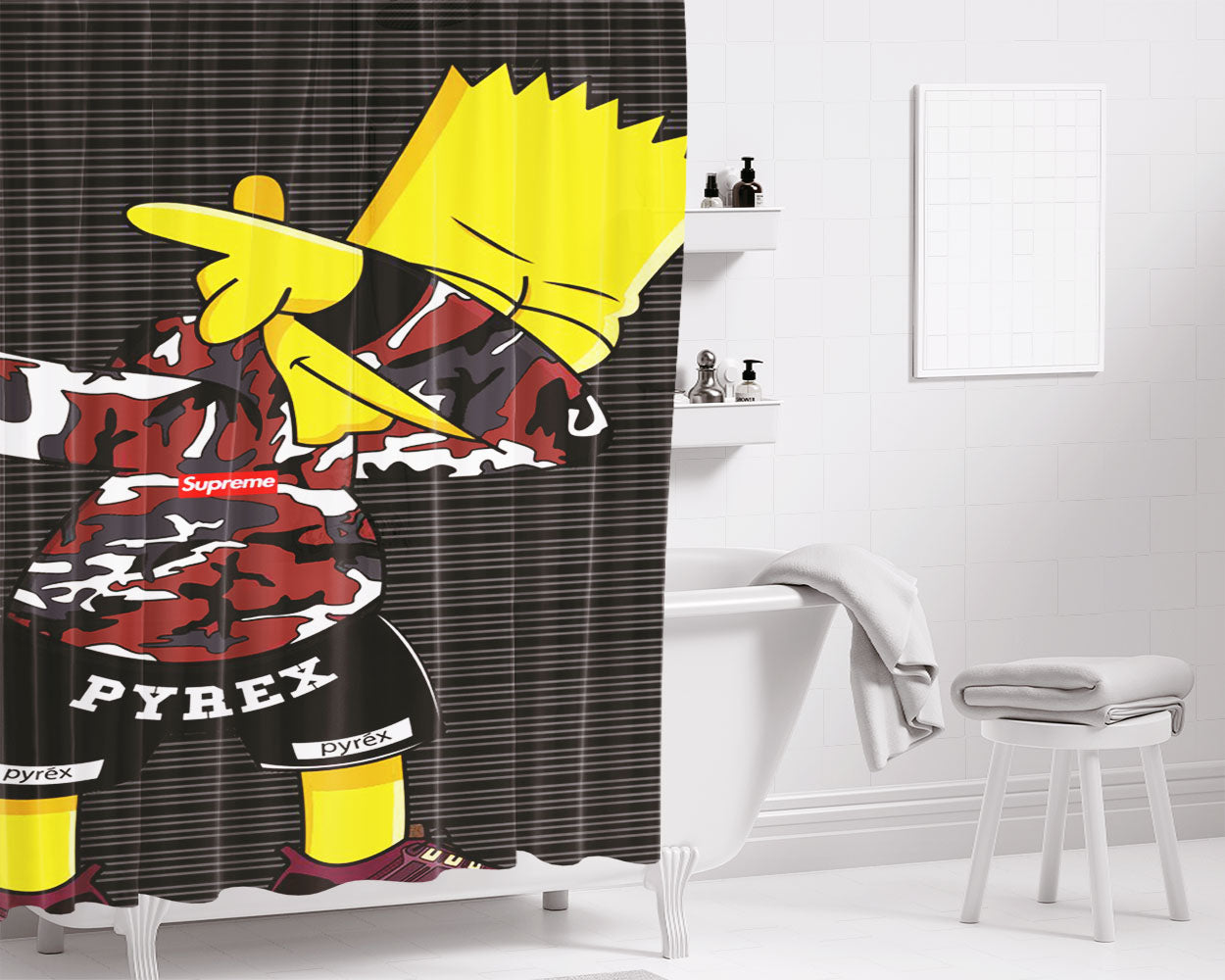 Bart Simpson Dab Supreme Bathroom Shower Curtain Fabric Waterproof | 66 X 72 Inch