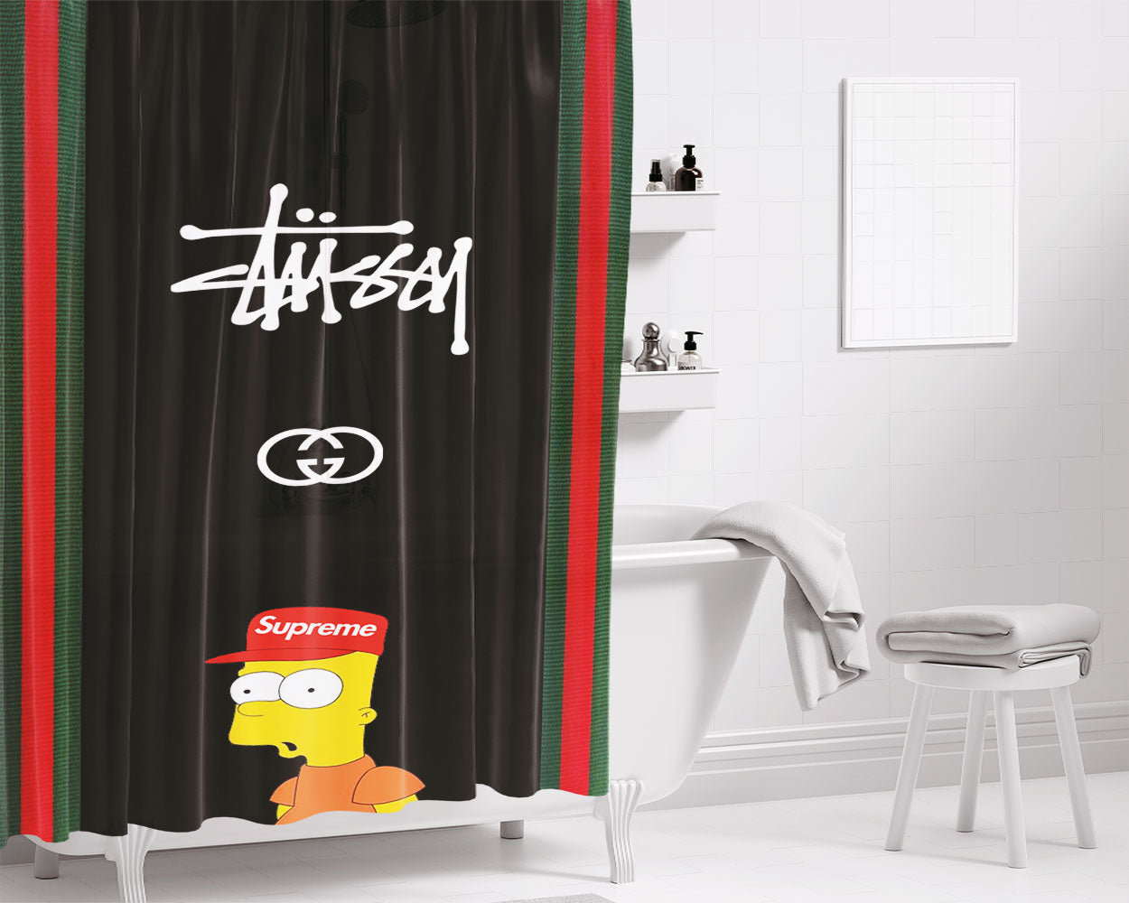 Bart Simpson Stassy Supreme Bathroom Shower Curtain Fabric Waterproof | 66 X 72 Inch