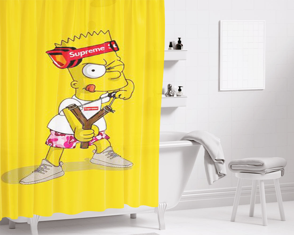 Bart Simpson Supreme Yeezy Bathroom Shower Curtain Fabric Waterproof | 66 X 72 Inch