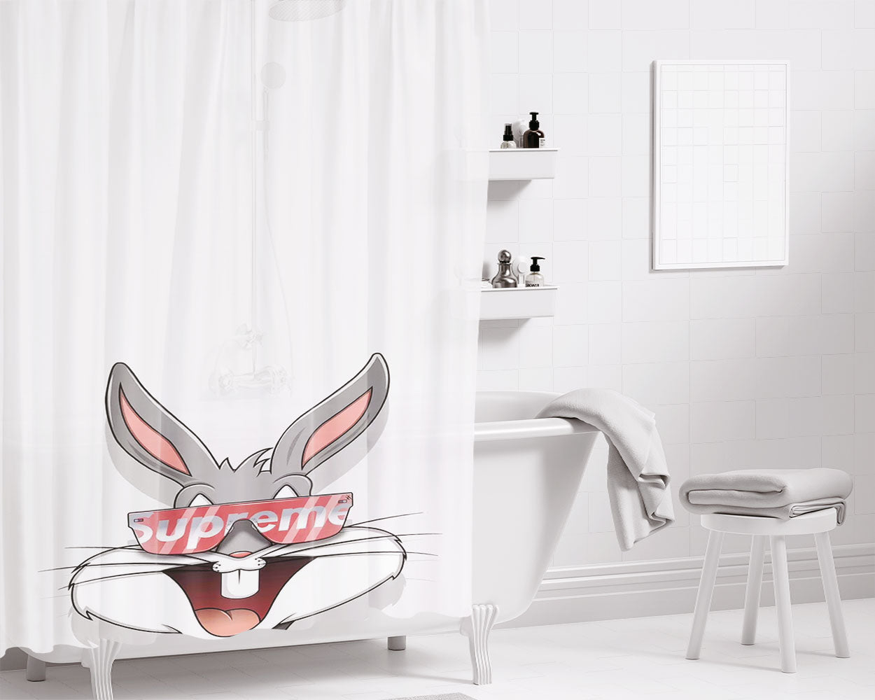 Bugs Bunny Supreme Bathroom Shower Curtain Fabric Waterproof | 66 X 72 Inch