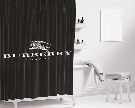 Burberry Black Bathroom Shower Curtain Fabric Waterproof