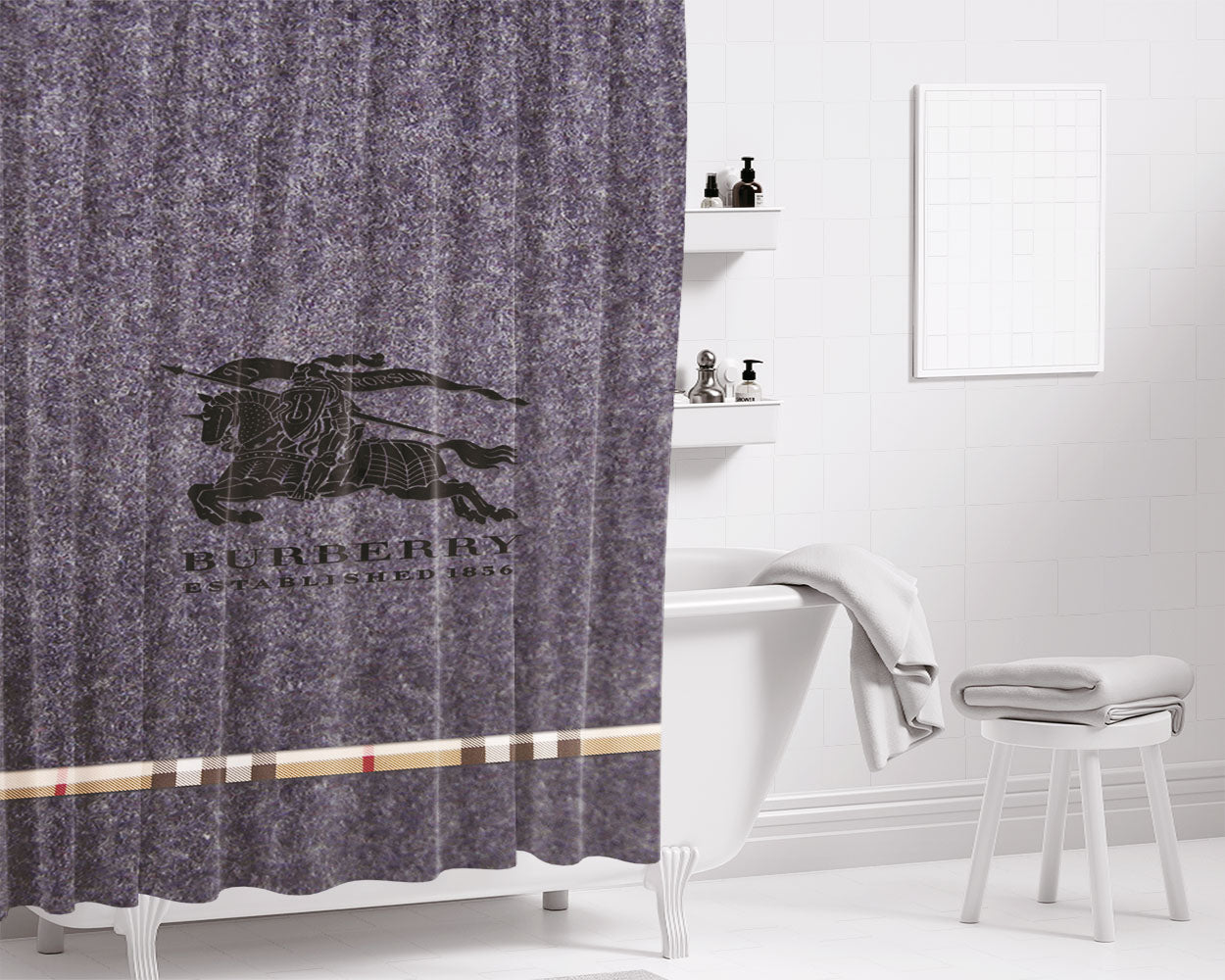 Burberry Established Bathroom Shower Curtain Fabric Waterproof | 66 X 72 Inch
