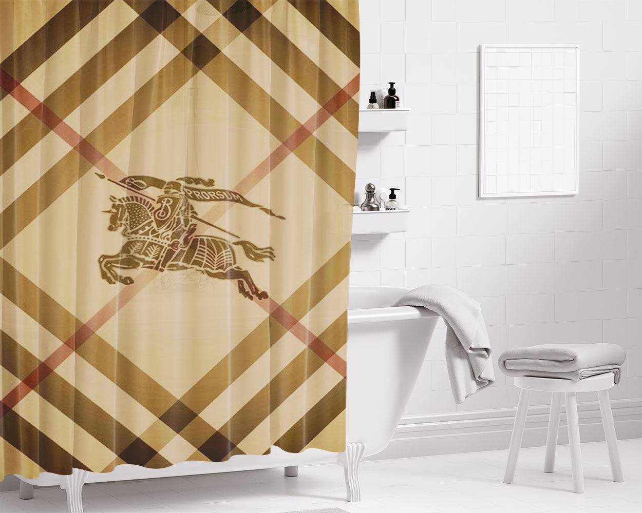 Burberry Pattern Prorsum Bathroom Shower Curtain Fabric Waterproof | 66 X 72 Inch