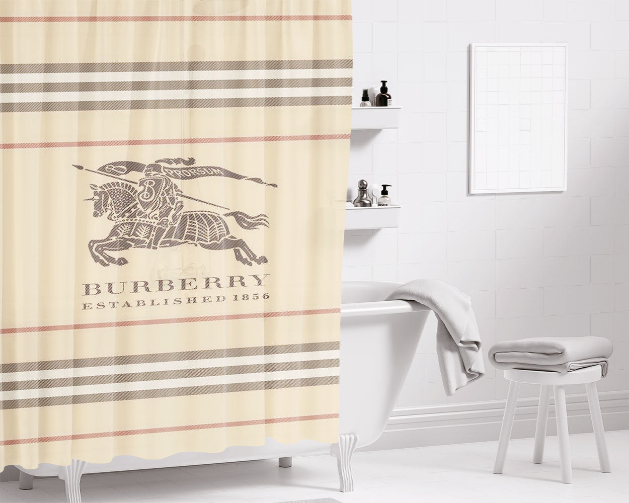 Burberry Trench Bathroom Shower Curtain Fabric Waterproof | 66 X 72 Inch