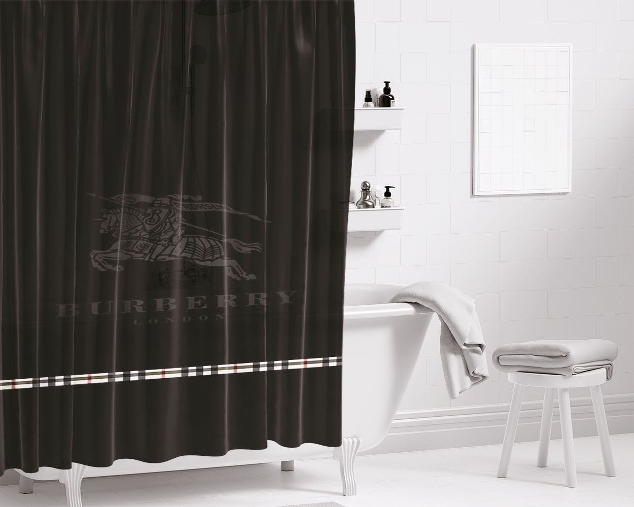Burberry Wallpapers Bathroom Shower Curtain Fabric Waterproof | 66 X 72 Inch