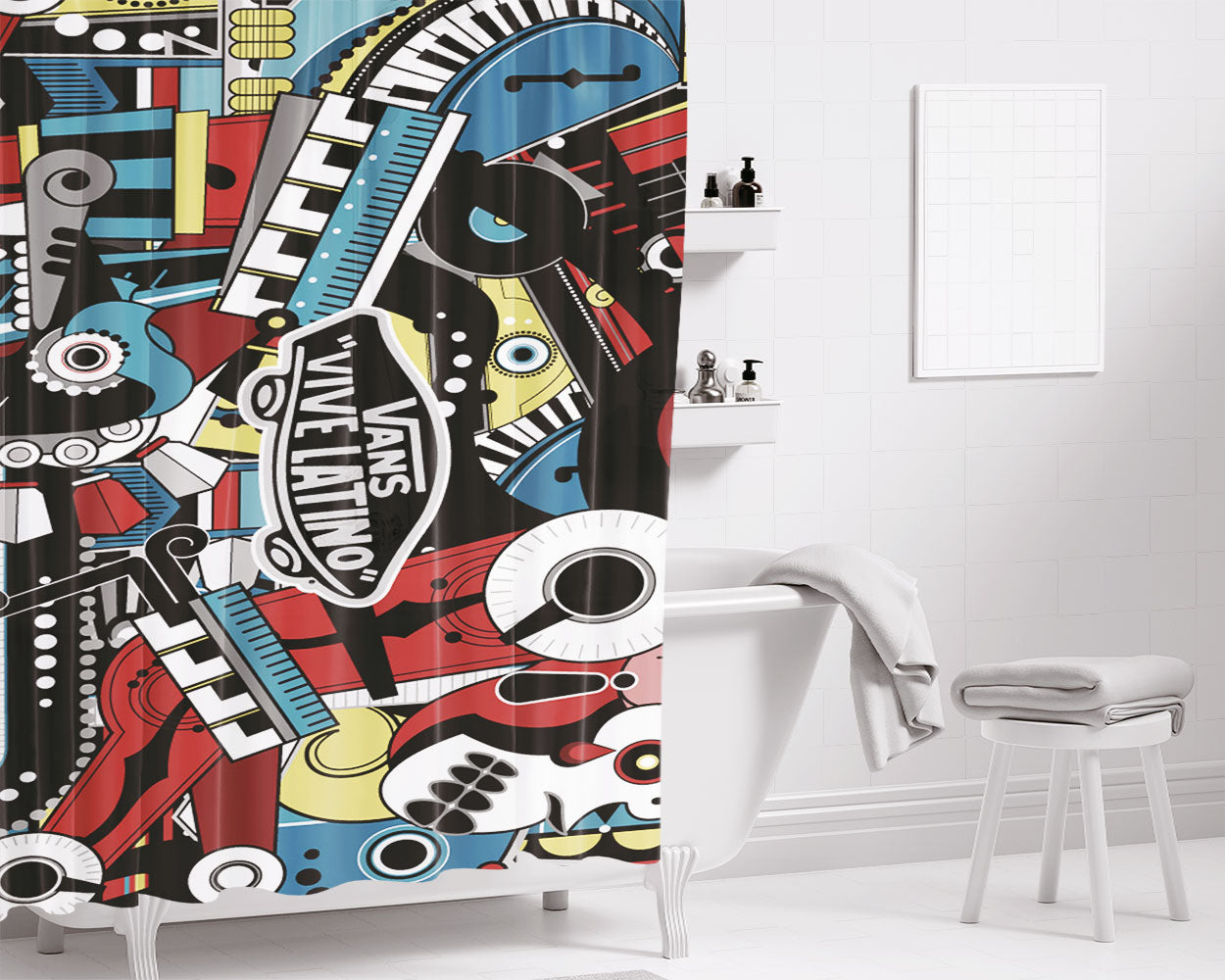 Collectio Of Vans Bathroom Shower Curtain Fabric Waterproof | 66 X 72 Inch