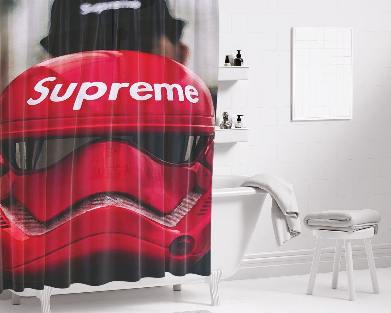 Darth Vader Red Supreme Helmet Bathroom Shower Curtain Fabric Waterproof | 66 X 72 Inch