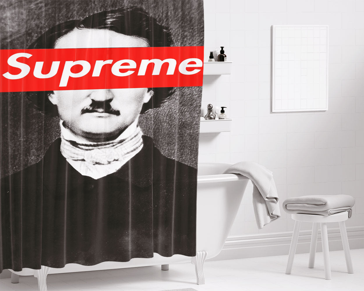 Edgar Allan Poe Supreme Bathroom Shower Curtain Fabric Waterproof | 66 X 72 Inch
